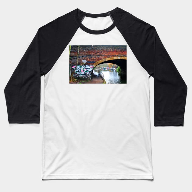 Graffiti Street Art Regent's Canal Camden London Baseball T-Shirt by AndyEvansPhotos